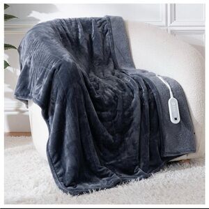 Plush Electric Heated Throw Blanket - Dark Gray